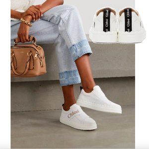 Chloe Lauren Leather Pink Logo Embroidered White 7